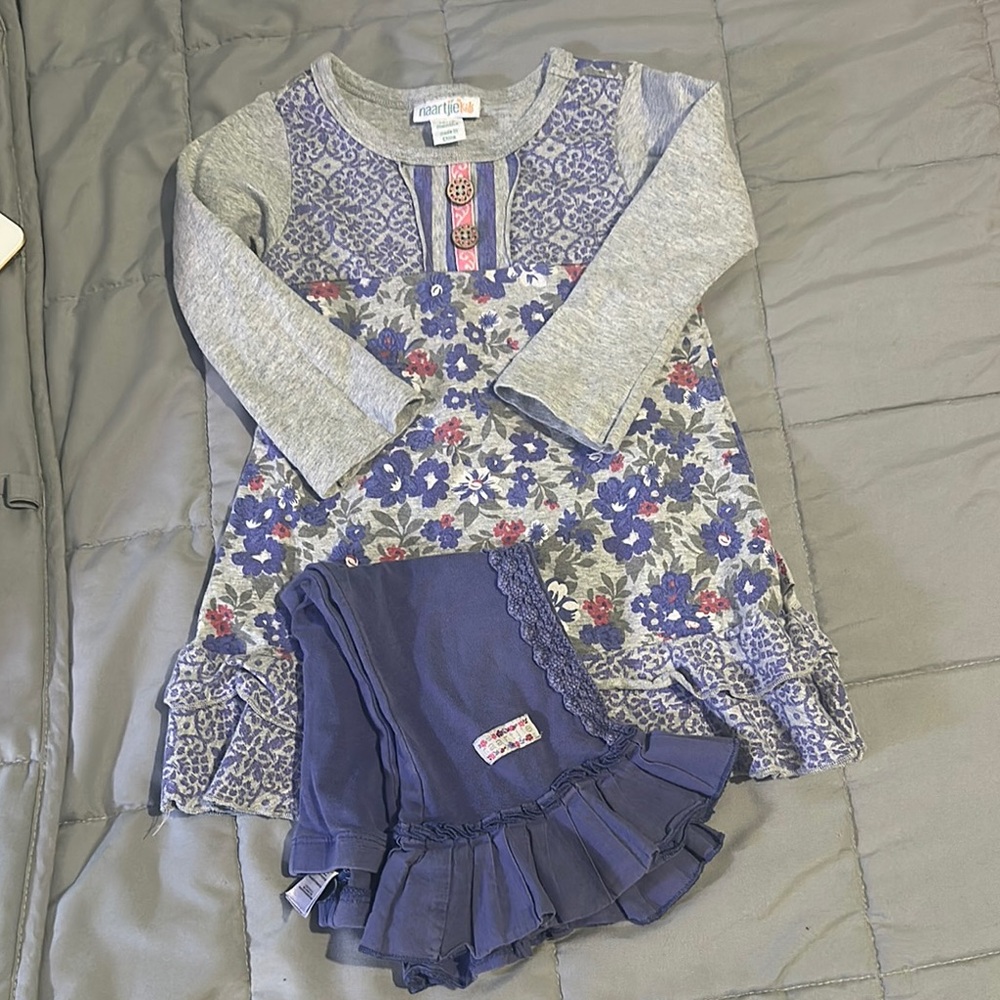 Girls Floral Dress and Leggings Set